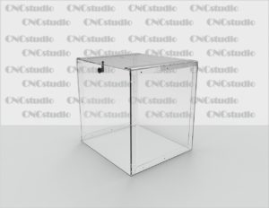 Box-28 Ящик для сбора средств. Материал акрил 3 мм. Габариты 400х400х350 мм.