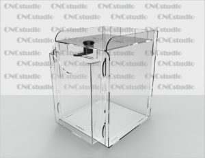 Box-31 Ящик для сбора средств. Материал акрил 1,8 мм. Габариты 150х200х150 мм. Карман А6