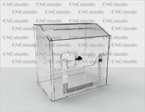 Box-38 Ящик для сбора средств. Материал акрил 1,8 мм + 3 мм.. Габариты 300х300х200 мм. Карман на скотче 200х150 мм