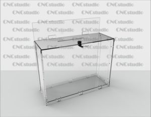 Box-48 Ящик для сбора средств. Материал акрил 3  мм. Габариты 426х420х156 мм. Топ 420х95 мм.